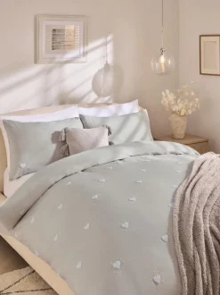 100% Cotton Heart Tuft & Embroidery Duvet Cover Set