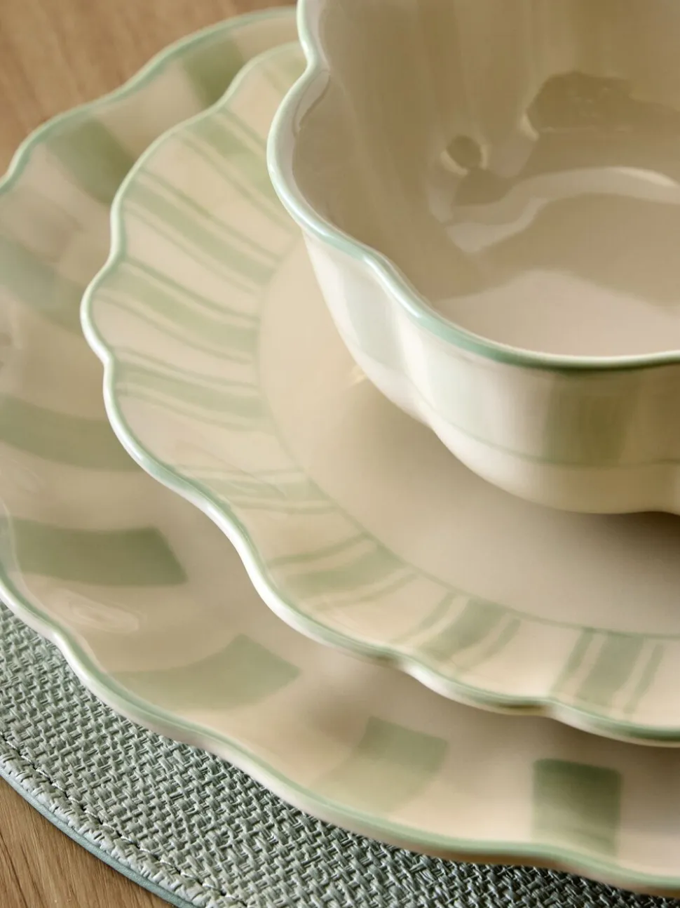 12 Piece Handpainted Stripe Dinner Set