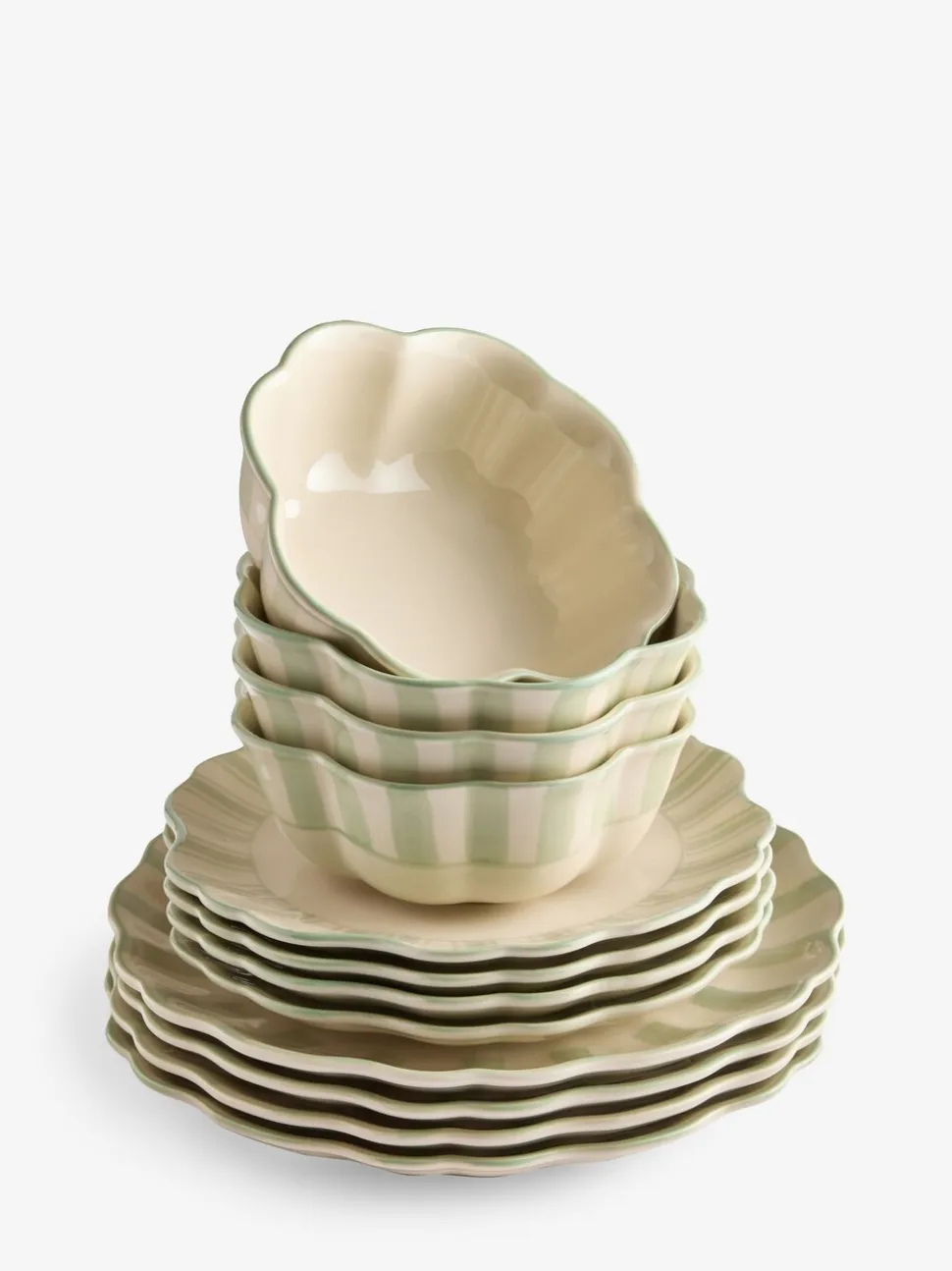 12 Piece Handpainted Stripe Dinner Set