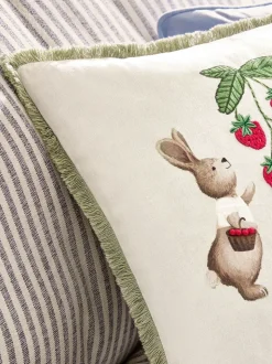 43 X 43cm Bertie Bear And Rosie Rabbit Fringe Cushion