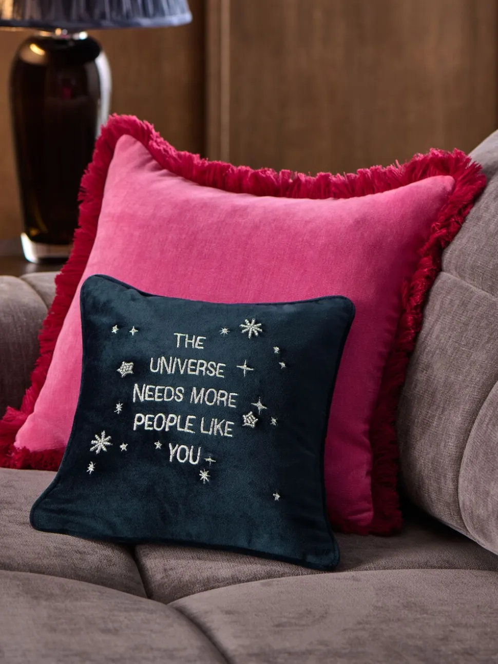 30 X 30cm Embroidered Universe Slogan Cushion