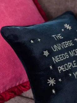 30 X 30cm Embroidered Universe Slogan Cushion