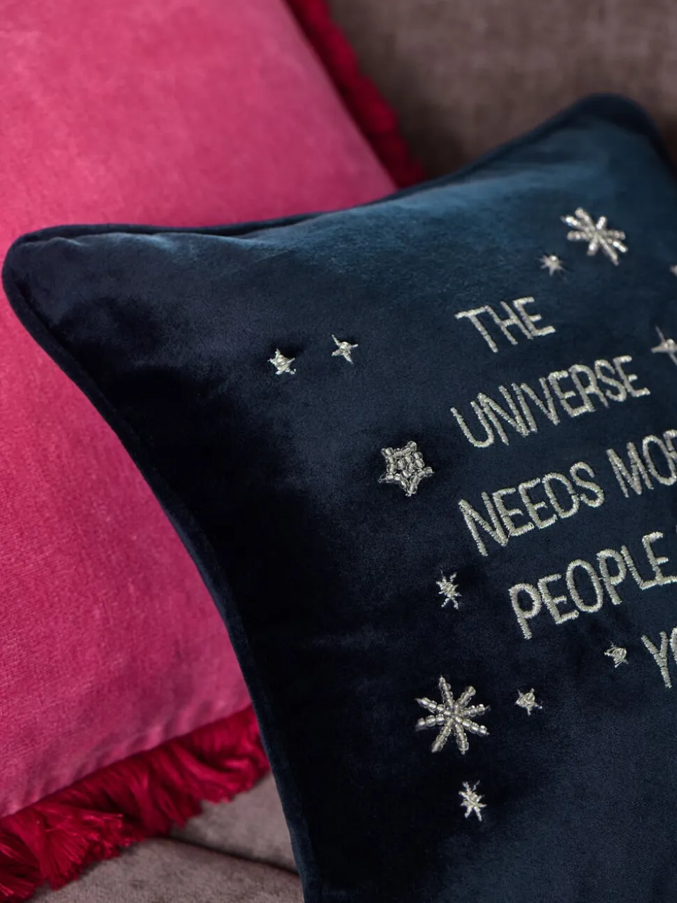30 X 30cm Embroidered Universe Slogan Cushion
