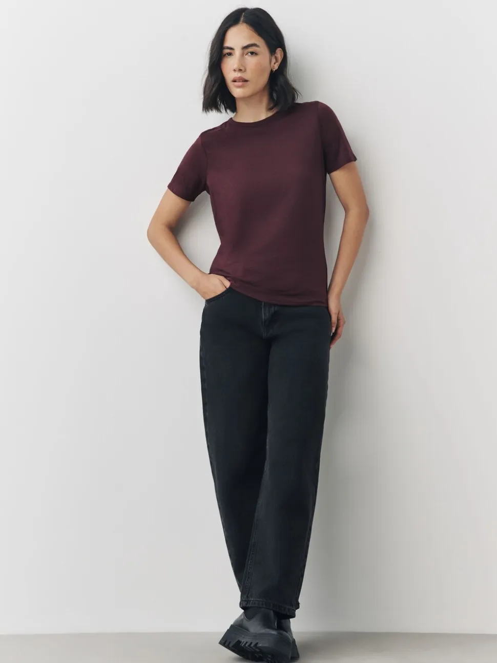 Aardse tinten - Set van 7 katoenen T-shirts met ronde hals voor alle dagen