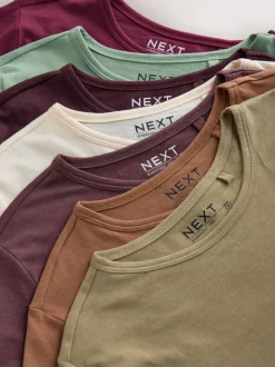 Aardse tinten - Set van 7 katoenen T-shirts met ronde hals voor alle dagen