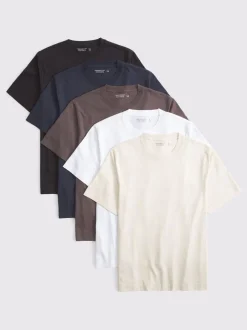 Abercrombie & Fitch Classic Crew Neck T-Shirts 5 Pack