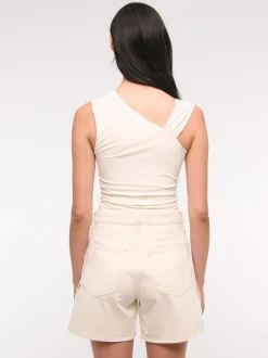 Abercrombie & Fitch High Rise Loose Denim Shorts With Vent Hem