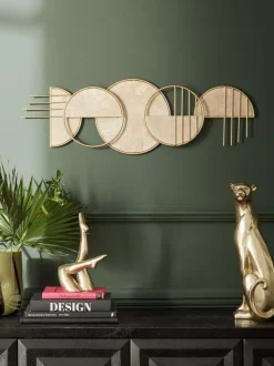Abstracte metalen wanddecoratie met marmereffect