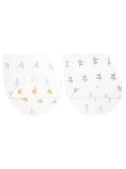 aden + anais - Set van 2 katoenen mousseline slabbetjes