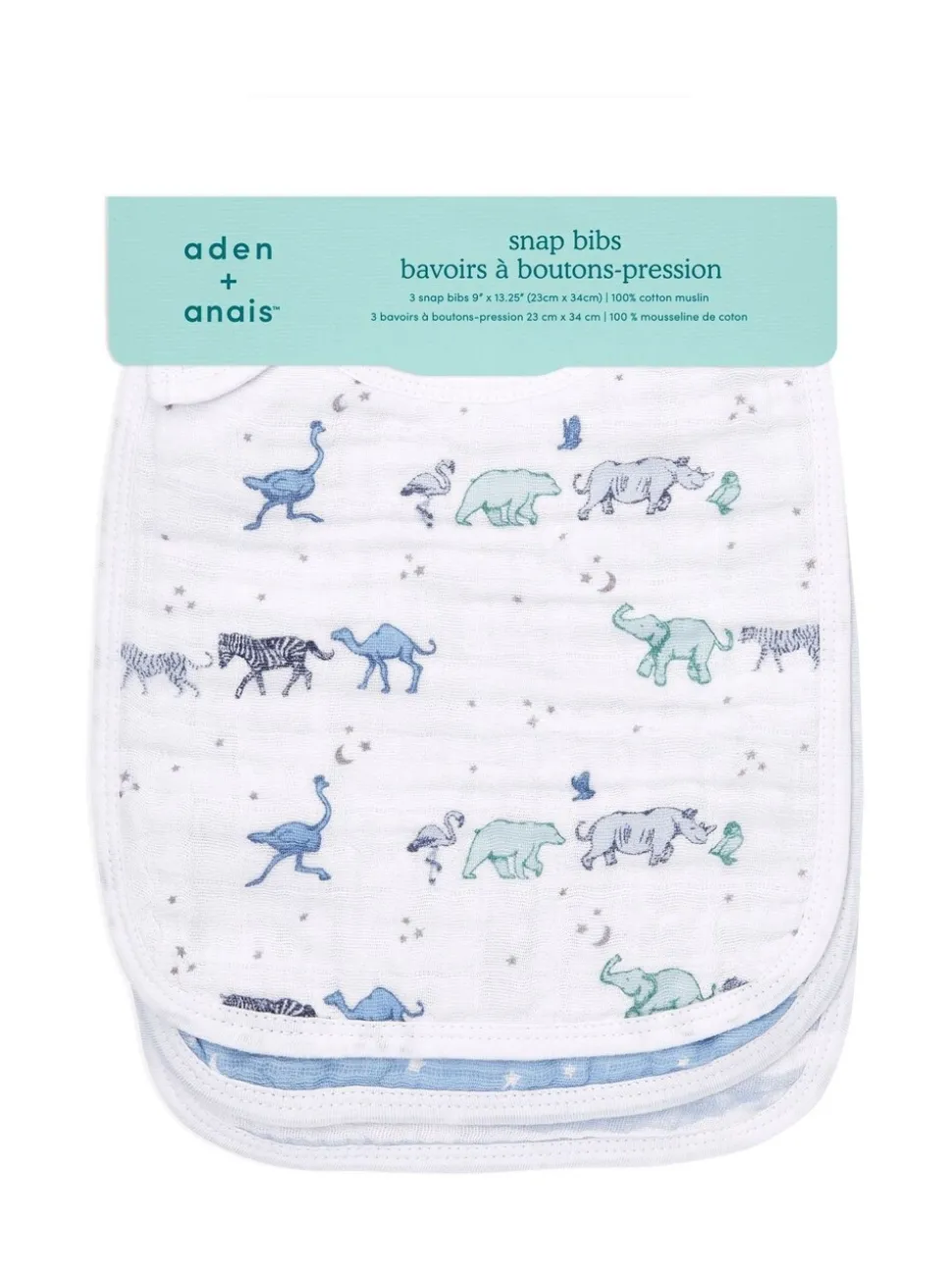 aden + anais Cotton Muslin Snap Bibs 3 Pack