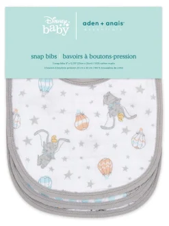 aden + anais Essentials Muslin Snap Dumbo verpakking van 3 100% katoenen mousseline babyslabbetjes met drukknoop