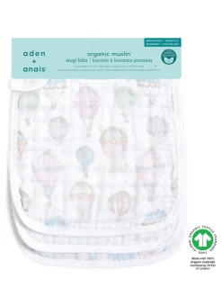 aden + anais Rising Star 3 set van 100% katoenen mousseline slabbetjes met drukknopen