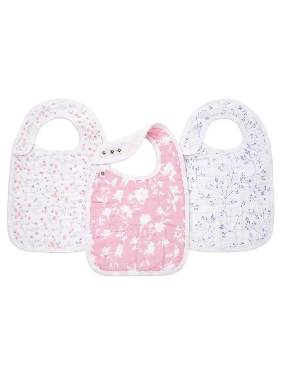 aden + anais Set van 3 100% katoenen slabbetjes met drukknoop