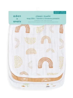 aden+anais verpakking van 100% katoenen slabbetjes met drukknopen en Keep Rising-print