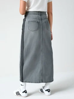 Adidas Original Adicolour 3-strepen denim midi pencilrok van 100% katoen