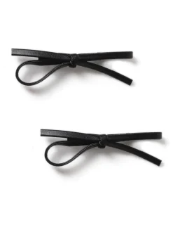 Aela Faux Leather Bow Hair Black Slides