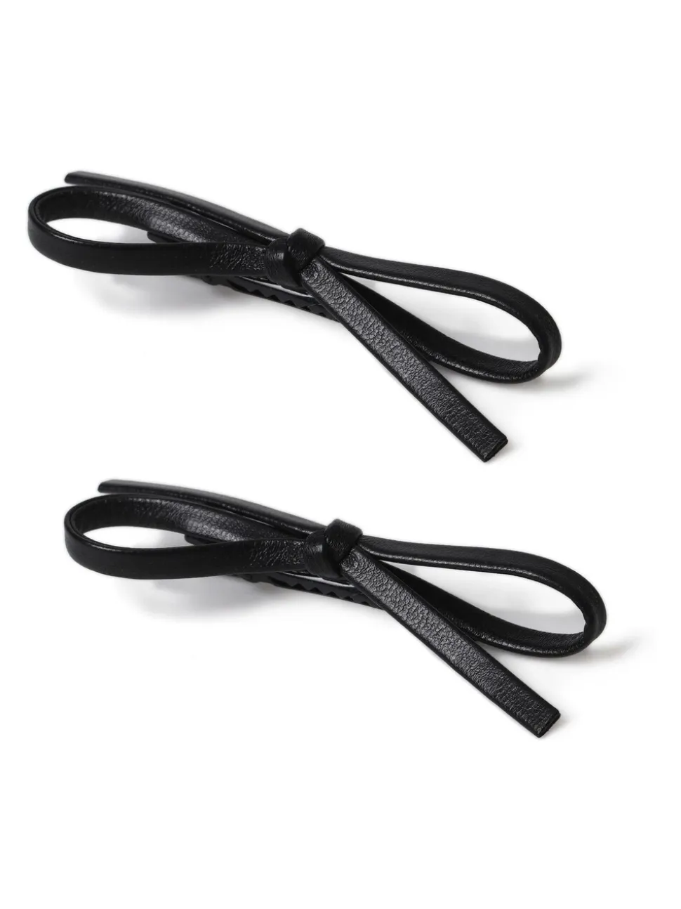 Aela Faux Leather Bow Hair Black Slides