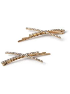 Aela Gold Tone Sparkle Hair Slides