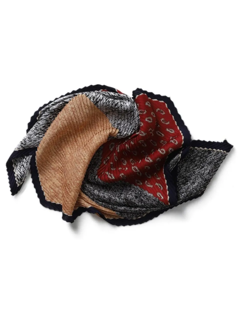 Aela Red Paisley Pleat Scarf