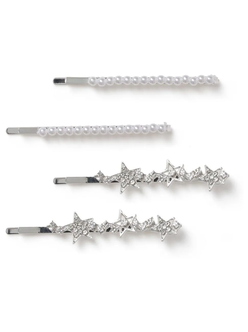 Aela Silver Tone Aela Silver Tone Sparkle Star Hair Slides