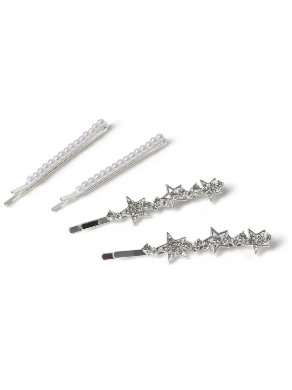 Aela Silver Tone Aela Silver Tone Sparkle Star Hair Slides