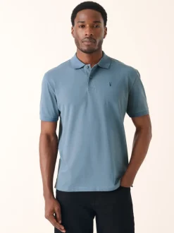 Airforce blauw - Normale Pasvorm - Piqué poloshirt met korte mouwen