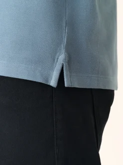 Airforce blauw - Normale Pasvorm - Piqué poloshirt met korte mouwen