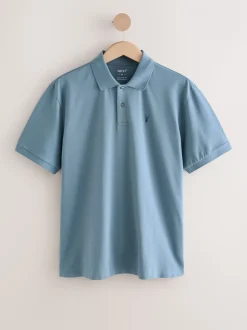 Airforce blauw - Normale Pasvorm - Piqué poloshirt met korte mouwen
