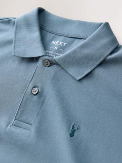 Airforce blauw - Normale Pasvorm - Piqué poloshirt met korte mouwen
