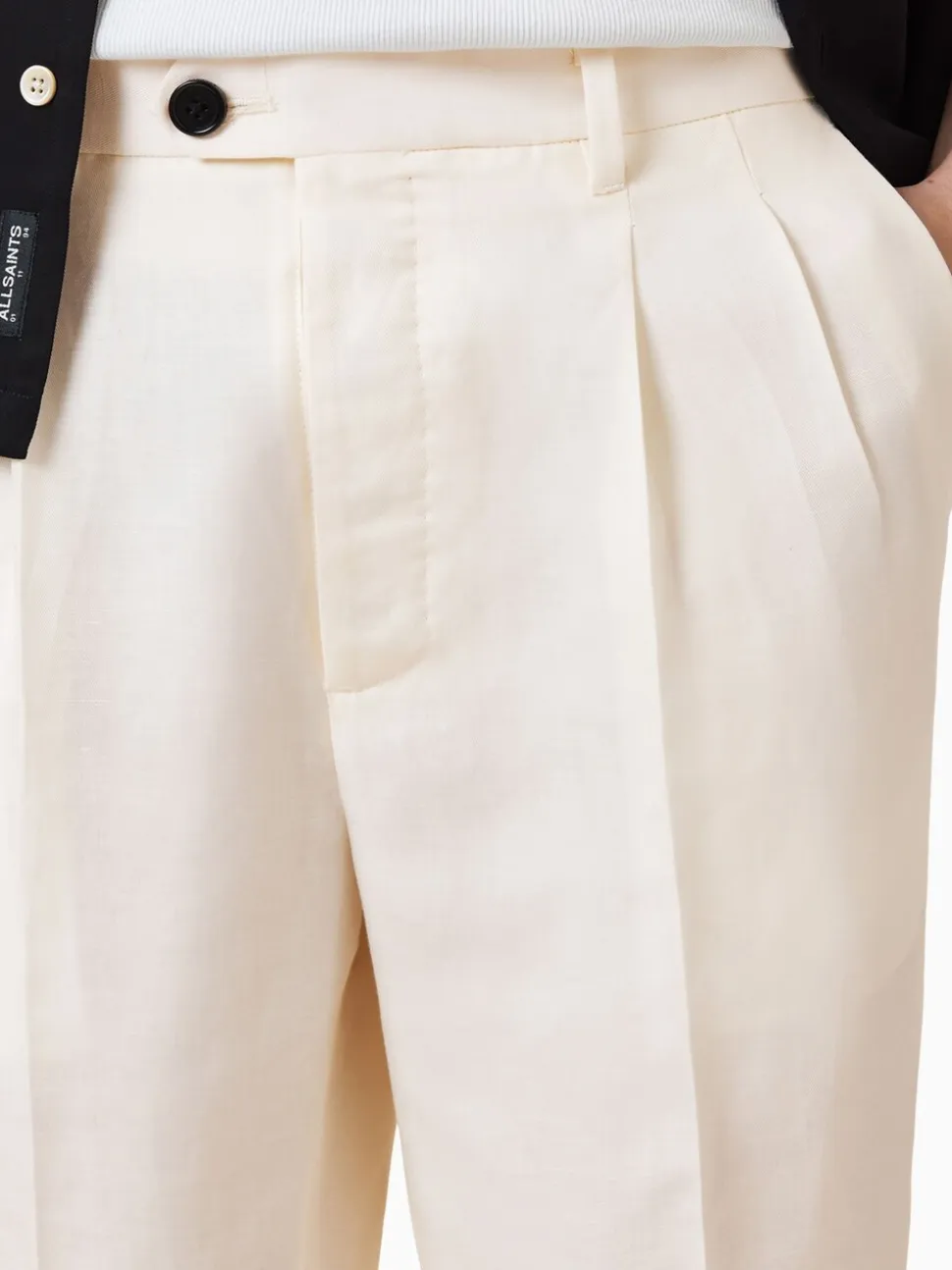 AllSaints Slim Cross Tallis Linen Blend Trousers