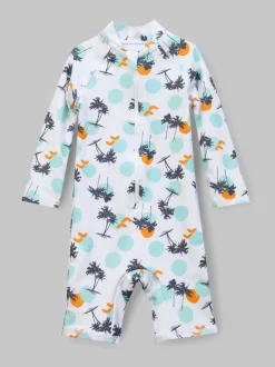 Angel & Rocket Brody Blauw zonbeschermend peuterzwempak met Print