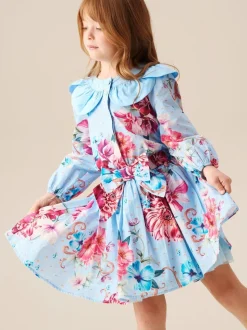 Angel & Rocket Darcy Blue Print Petal Collar Top