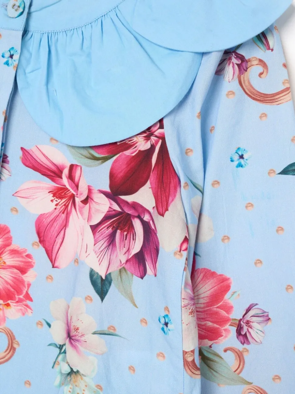 Angel & Rocket Darcy Blue Print Petal Collar Top