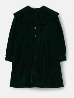 Angel & Rocket Dotty Scalloped Embroidered Collar Velvet Dress