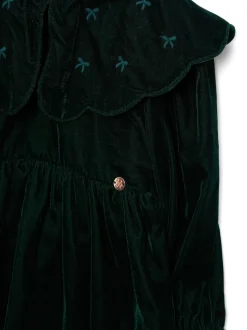 Angel & Rocket Dotty Scalloped Embroidered Collar Velvet Dress
