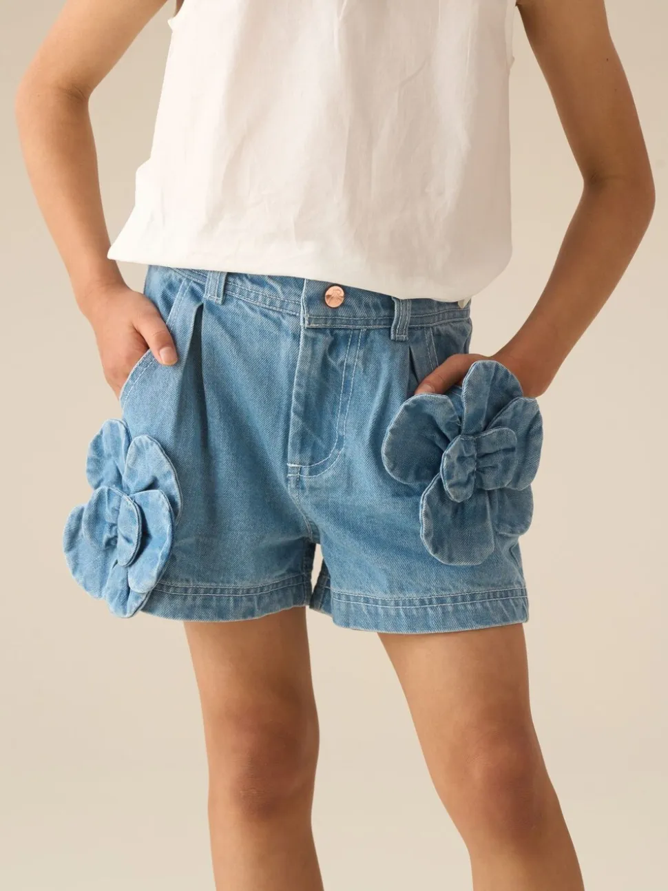 Angel & Rocket Eden 3D Flower Denim Shorts