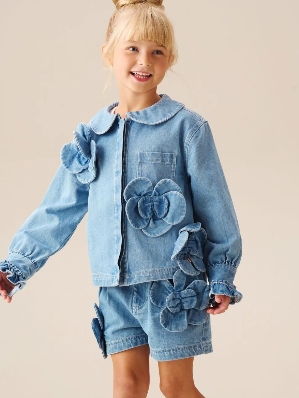 Angel & Rocket Eden 3D Flower Denim Shirt
