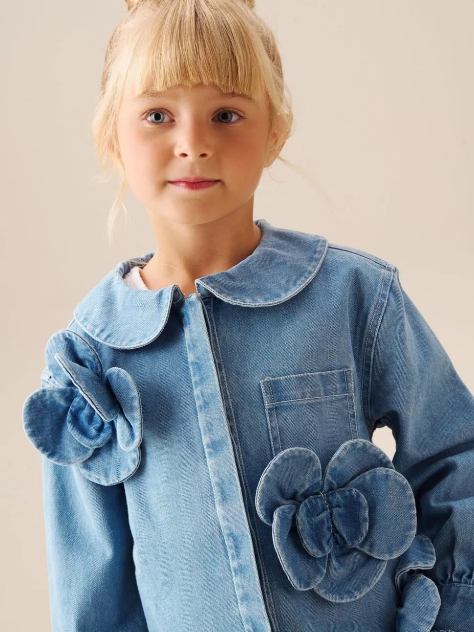 Angel & Rocket Eden 3D Flower Denim Shirt
