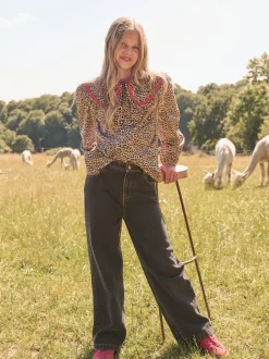 Angel & Rocket Elle Leopard Print Frill Collar Blouse