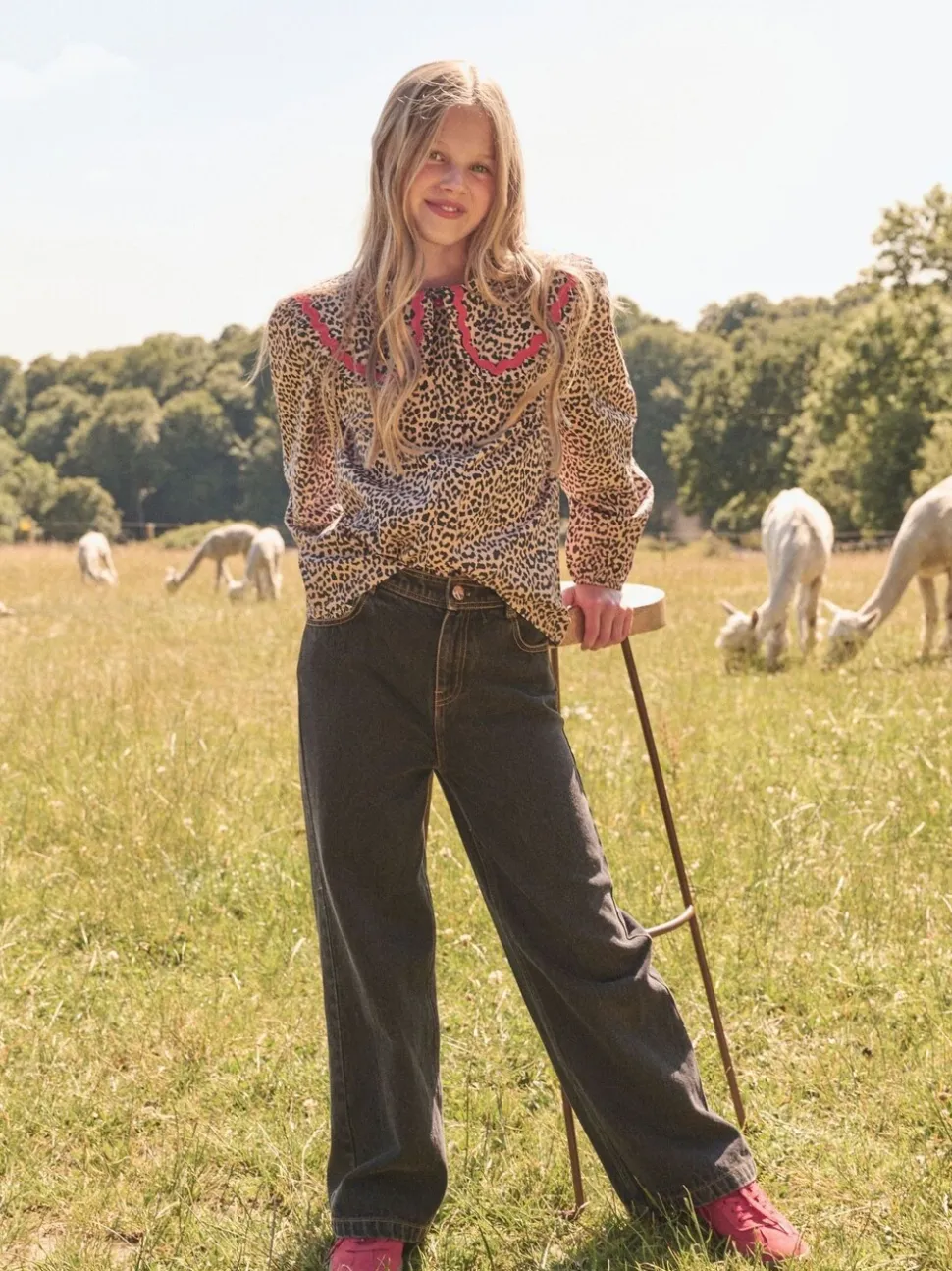 Angel & Rocket Elle Leopard Print Frill Collar Blouse