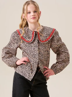 Angel & Rocket Elle Leopard Print Frill Collar Blouse