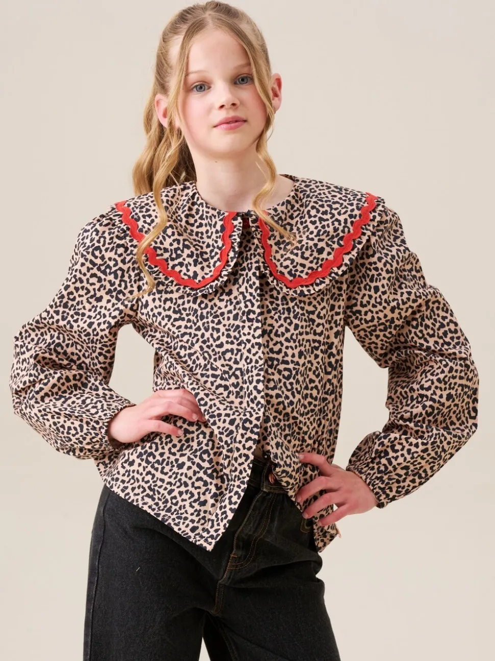 Angel & Rocket Elle Leopard Print Frill Collar Blouse