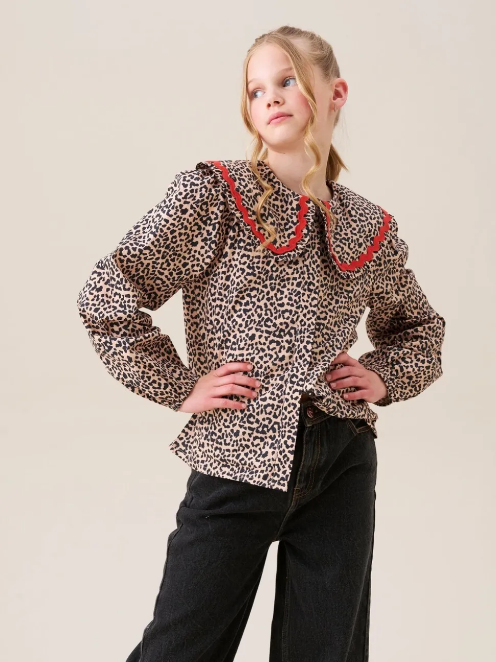 Angel & Rocket Elle Leopard Print Frill Collar Blouse