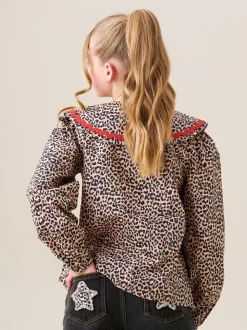Angel & Rocket Elle Leopard Print Frill Collar Blouse