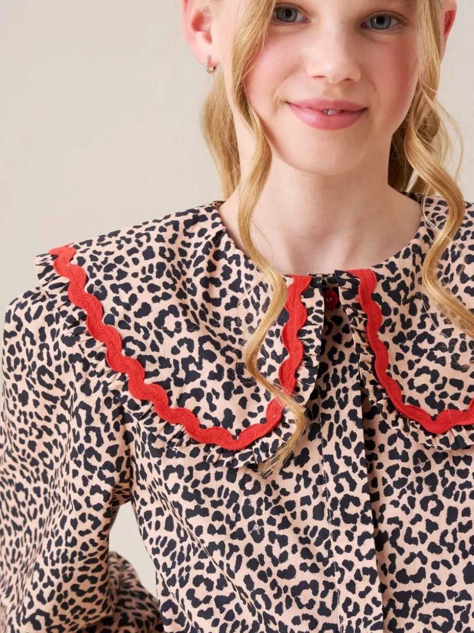 Angel & Rocket Elle Leopard Print Frill Collar Blouse