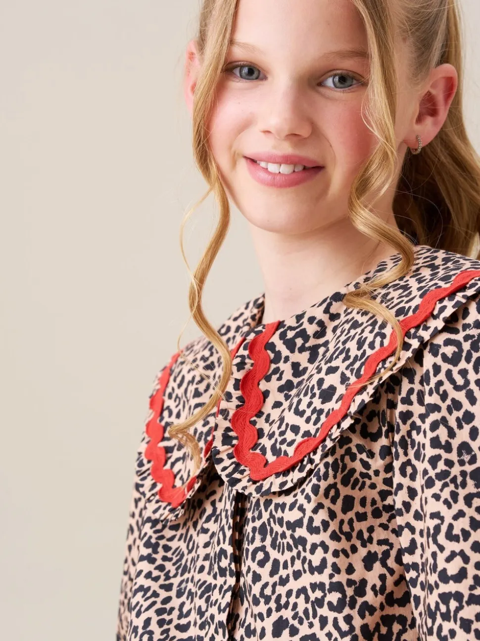 Angel & Rocket Elle Leopard Print Frill Collar Blouse