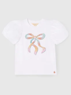Angel & Rocket Elodie Sequin Bow Puff Sleeve Blouse