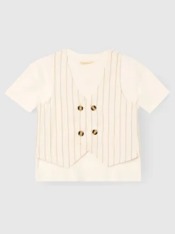 Angel & Rocket Jake Double Breasted Stripe Waistcoat And T Shirt Set