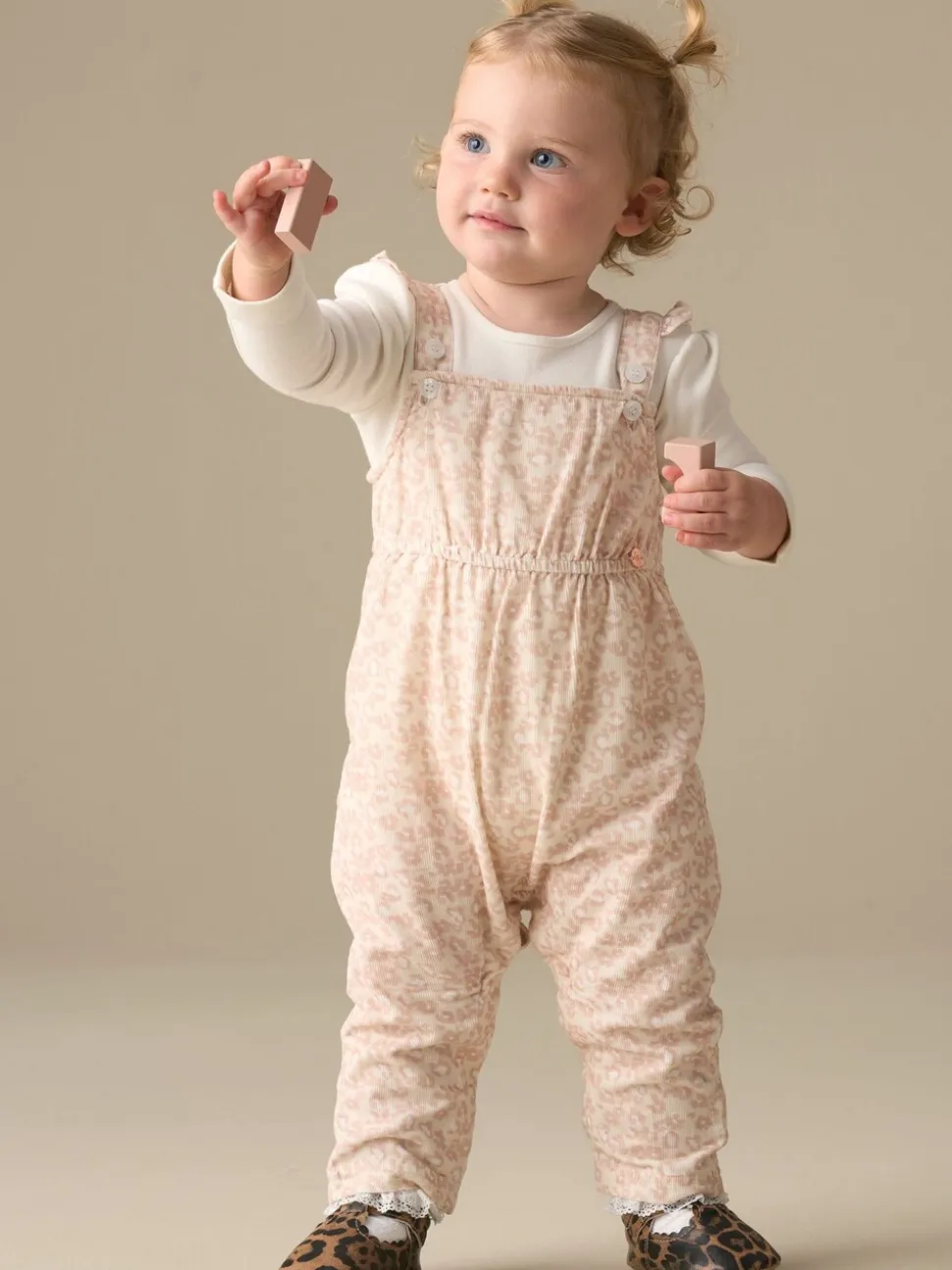 Angel & Rocket Nellie Animal Print Cord Dungaree & Bodysuit