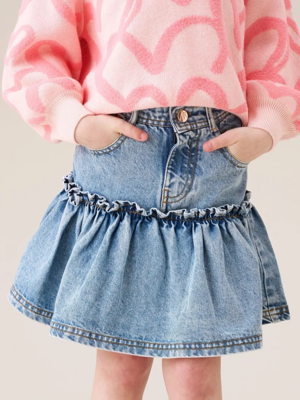 Angel & Rocket Noemie Heart Pocket Denim Skirt